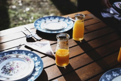 Comfort pitch with refrigerator and wooden table