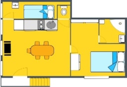 Huuraccommodatie(s) - Appartement Bougainvillier 44 M² - 3 Stukken - 2 Kamers - Airconditioning - Camping Clair de Lune