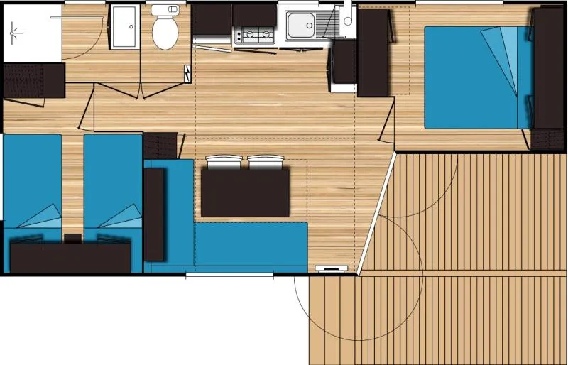 Mobil-Home Azur Sérénité 25M² - Jacuzzi Privatif - 3 Pièces - 2 Chambres - Climatisation