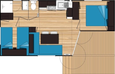 Mobilhome Azur Sérénité 25m² - Private hot tub - 3 rooms - 2 bedrooms - Air conditioning — 6