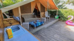 Huuraccommodatie(s) - Tent Cotton Lounge - Zonder Privé Sanitair - Camping Clair de Lune