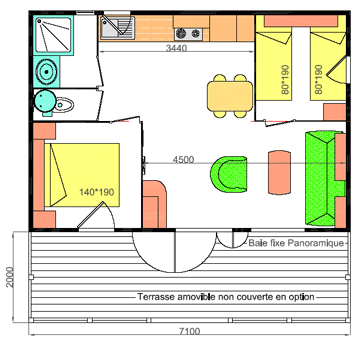 Chalet 35m² - 2 slaapkamers / Terras