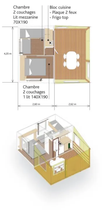 Mietunterkunft - Mobilheim Tit'home 21M² - 2 Zimmer / Ohne Sanitärausstattung - Camping du Lac des Varennes