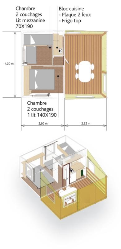Mobile home Tit'home 21m² - 2 bedrooms / without toilet block