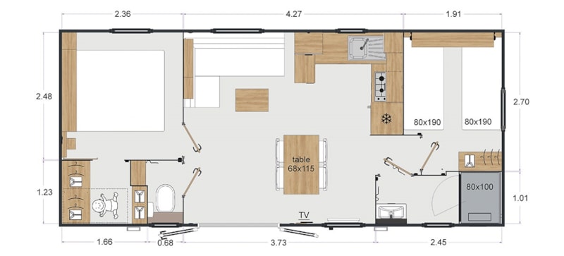 Hytte i Plougasnou – Cottage TY PREMIUM + SPA 2 chambres + Terrasse semi couverte + TV (32m² / 2022) 1/4 Pers. – photo 9