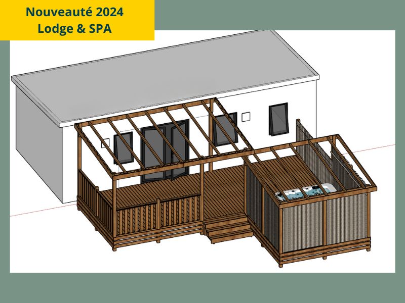 Location - Lodge Serenity Spa Premium 2 Chambres + Spa + Terrasse Couverte + Lave-Vaisselle + Tv (32M²/2024) - Camping de Mesqueau