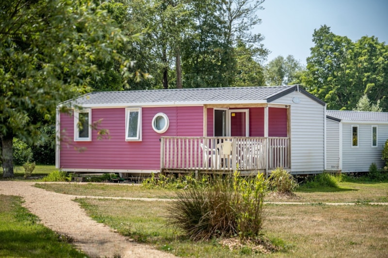 Stacaravan SIMPLY O'HARA 3 kamers + geïntegreerd terras  + TV (31m²/2014)