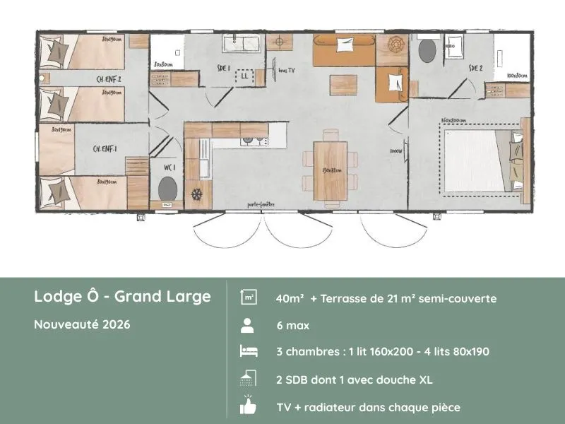 Lodge Ô Confort : 3 Chambres / 2 Salles De Bain + Terrasse Couverte + Tv (40M²/2026)