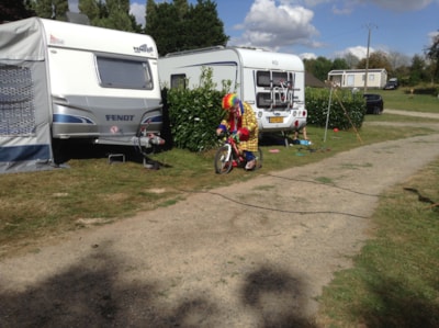 Caravan or motorhome site with electricity