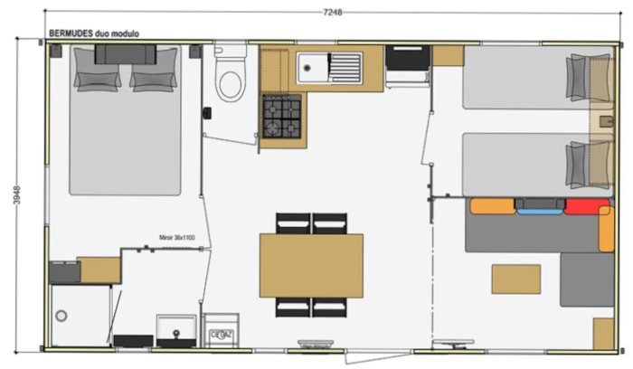Mobil-Home Bermudes 27M² - 2/3 Chambres - Terrasse Semi-Couverte 12M² - Tv