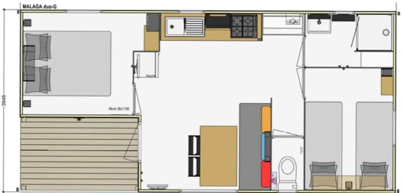 Mobil-Home Malaga 27M² - 2 Chambres - Terrasse Couverte 8M² - Tv