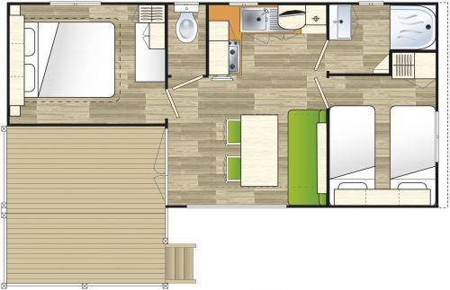 Mobil-Home Loggia 24M² - 2 Chambres - Terrasse Couverte 9M² - Tv