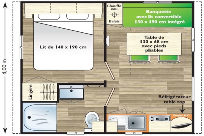 Mobil-Home Astria 16M² - 1 Chambre - Terrasse Couverte 10M² - Tv