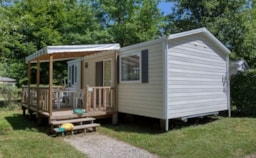 Mietunterkunft - Mobilheim Bermudes 27M² - 2/3 Zimmer - Halbüberdachte Terrasse 12M² - Tv - Camping du Lac de Groléjac en Dordogne