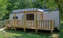 Location - Mobil-Home Bahia 33M² - 2 Chambres - Terrasse Semi-Couverte 15M² - Tv - Lave Vaisselle - Camping du Lac de Groléjac en Dordogne