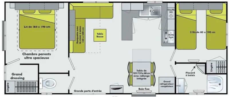 Mobil-Home Super Sélénia 35M² - 2 Chambres - Terrasse Couverte 15M² - Tv - Lave Vaisselle