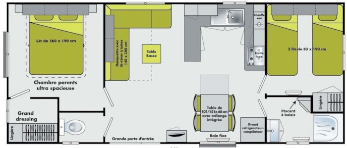 Mobil-Home Super Sélénia 35M² - 2 Chambres - Terrasse Couverte 15M² - Tv - Lave Vaisselle