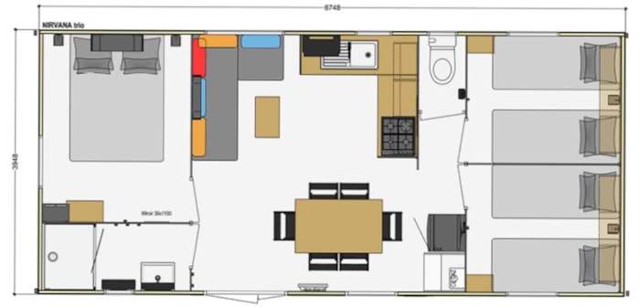 Mobil-Home Toscane 33M² - 3 Chambres - Terrasse Semi-Couverte 15M² - Tv - Lave Vaisselle