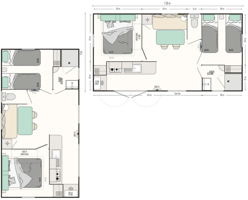 Mobil-Home Tribu 2X26m² - 4 Chambres - Terrasse Semi-Couverte 22M² - Tv - Lave Vaisselle