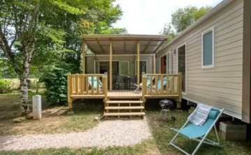 Location - Mobil-Home Mercure Riviera 26M² - 2 Chambres - Terrasse Semi-Couverte 22M² - Tv - Lave Vaisselle - Camping du Lac de Groléjac en Dordogne