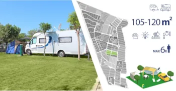 Stellplatz - Stellplatz Master Plus (105-120M²): Fahrzeug + Wohnwagen/ Wohnmobil + Strom + Wasser - Camping & Resort Sangulí Salou