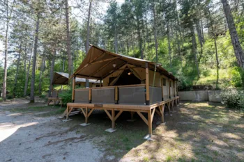 Mietunterkunft - Lodge Insolite Pinède 46M² - 2 Zimmer + Überdachte Terrasse +  Plancha - - Flower Camping la Pinède