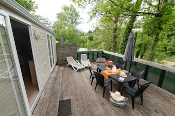 Mietunterkunft - Mobilheim Premium Riviera 28M² - Nähe Fluss - 2 Zimmer + Terrasse Mit Sonnenschirm - - Flower Camping la Pinède