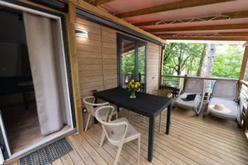 Mietunterkunft - Mobilheim Premium Trendy 28M² - 2 Schlafzimmer + Überdachte Terrasse - - Flower Camping la Pinède