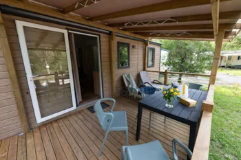 Mietunterkunft - Mobilheim Premium Trendy 33M²- In Flussnähe - 3 Schlafzimmer + Überdachte Terrasse - - Flower Camping la Pinède