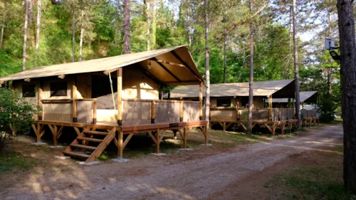 Accommodation - Lodge Insolite Pinède 34 M² - 2 Bedrooms + Sheltered Terrace + Plancha - - image n°1 - Flower Camping la Pinède