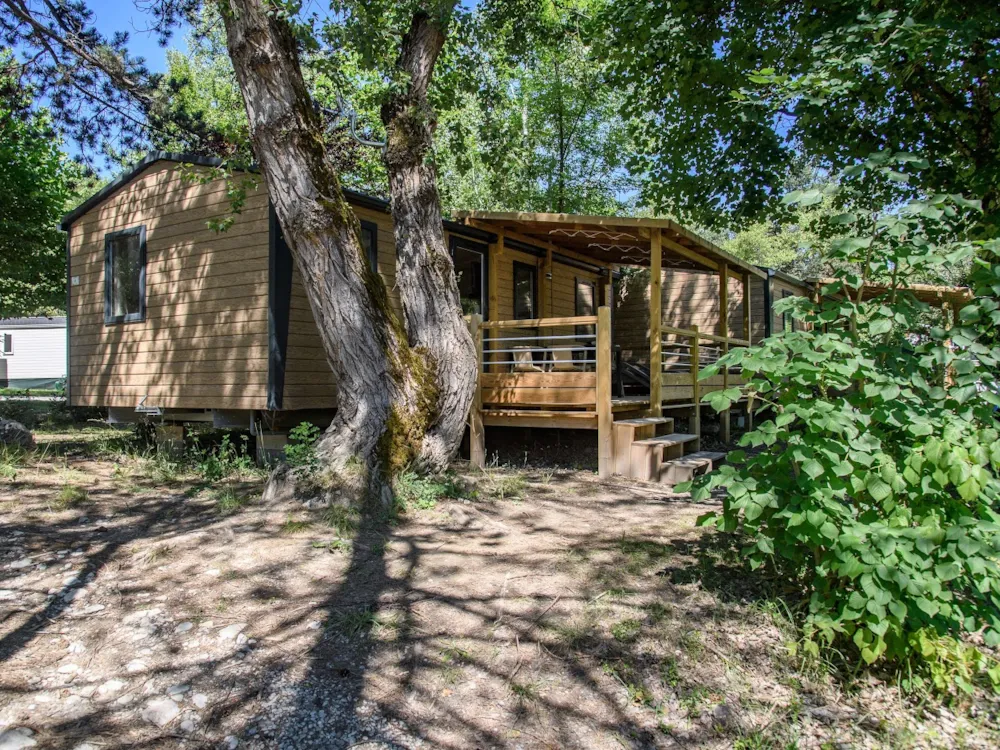 Mietunterkunft - Mobilheim Premium Trendy 33M²- In Flussnähe - 3 Schlafzimmer + Überdachte Terrasse - - Flower Camping la Pinède