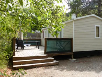 Mietunterkunft - Mobilheim Premium Riviera 28M² - Nähe Fluss - 2 Zimmer + Terrasse Mit Sonnenschirm - - Flower Camping la Pinède