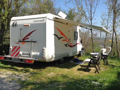 Pitch tent, camper or caravan