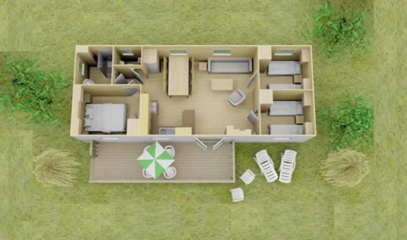 Mobil-Home Comfort  - 28 M² - 3 Chambres - Tv - Clim - Terrasse Surélevée