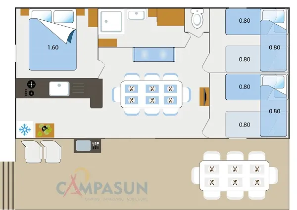 Chalet Premium - 38M² - 3 Chambres (2 Lits -12 Ans)