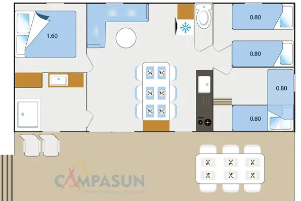 Mobil Home Riviera- 33M² - 3 Chambres 1/6 Pers