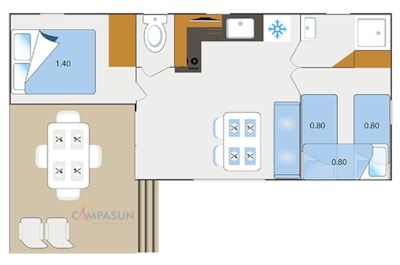 Mobile-Home Azur 5 - 26m² - 2 bedrooms (1 bed - 12 years) — 7