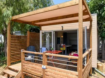 Mietunterkunft - Mobilheim Key Westotel - 20M² - 1 Schlafzimmer - Campasun Camping Mas de Pierredon