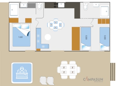 TAOS Luxe 35m2 covered terrace + private Jacuzzi - 4 pers - 2 bathrooms - A/C - Linen kit included — 10