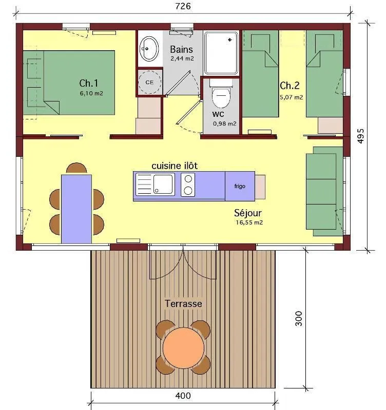 Chalet Surprise 35 M² - 2 Chambres