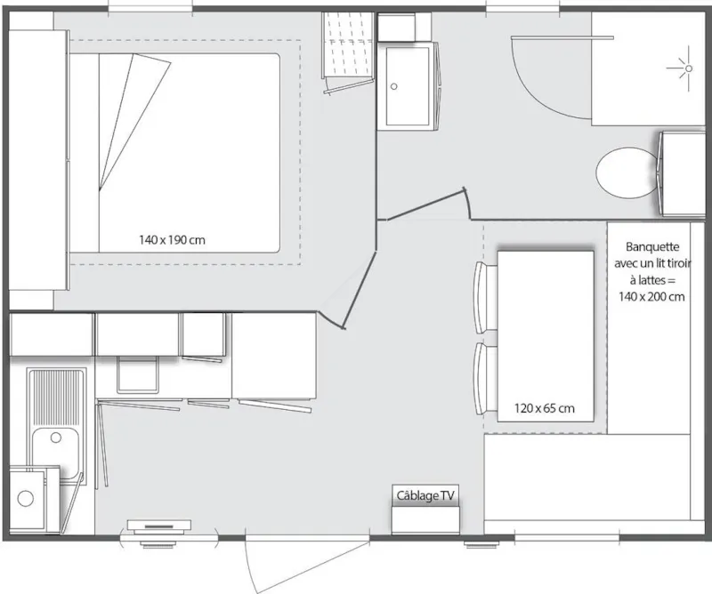 Résidence Mobile 17.5 M² / Terrasse 8 M² / 1 Chambre