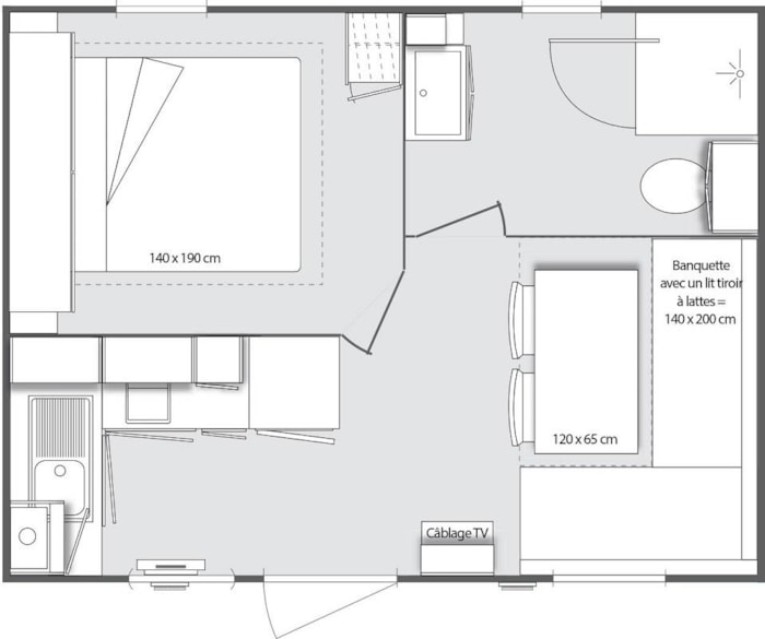 Résidence Mobile 17.5 M² / Terrasse 8 M² / 1 Chambre