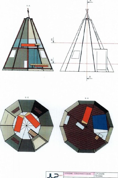 Tepee home 34m² (3 bedrooms) without toilet block