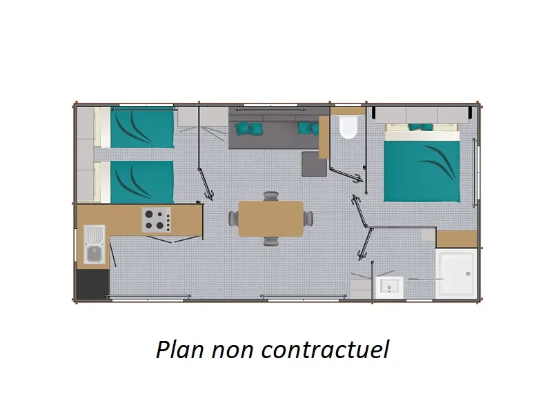 Mobil-Home Grand Large 30M² (2 Chambres) + Terrasse