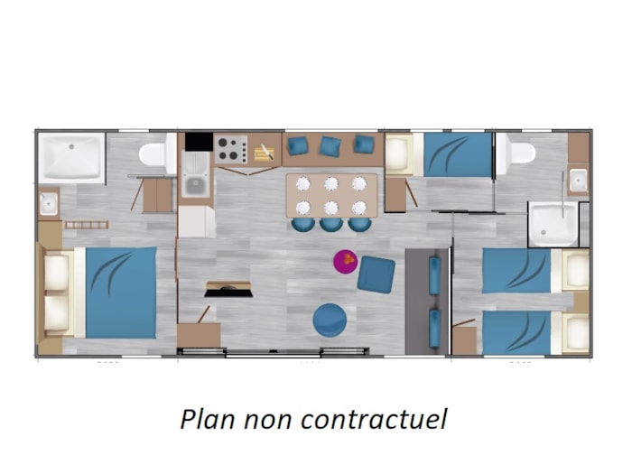 Mobil-Home Taos 40M² (3 Chambres 2 Sdb) + Terrasse Au Bord De L'étang