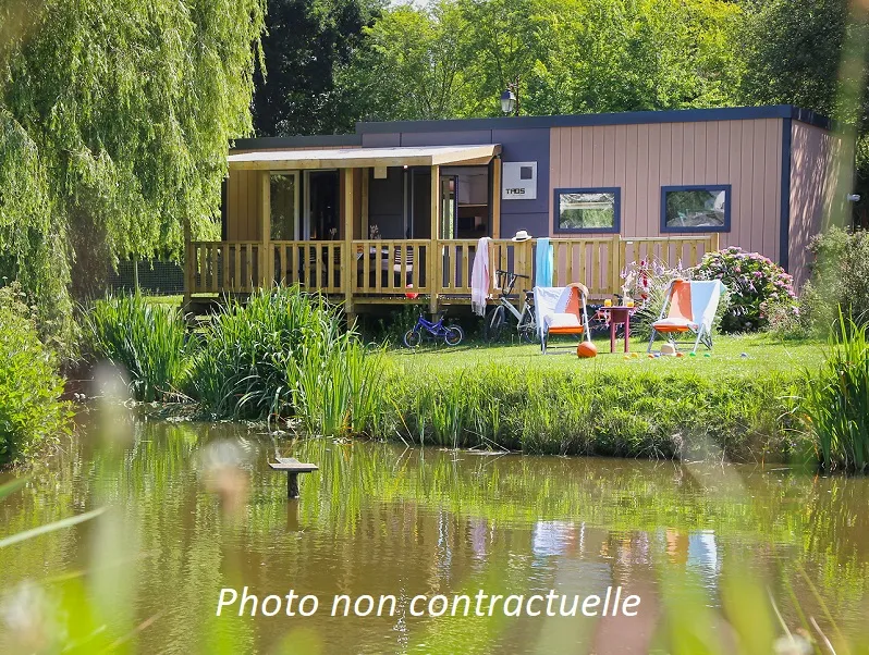 Mietunterkunft - Mobilheim Taos 40M² (3 Zimmer 2 Badesaal) + Terrasse Am Rande Des Teiches - Camping L'Escapade