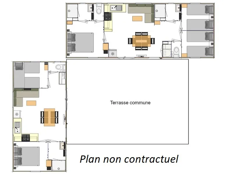 Mobil-Home Tribu 71M² (5 Chambres 3 Sdb) + Terrasse
