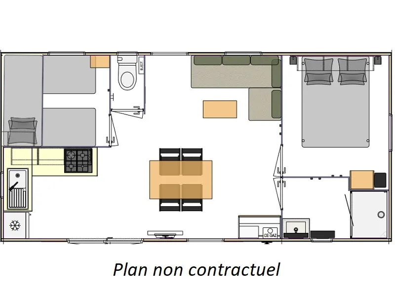 Mobil-Home Grand Large 30 M² (2 Chambres) + Terrasse