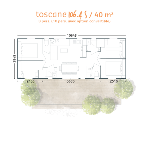 Location - Mobil-Home Toscane (4 Chambres 2 Sdb) - Camping L'Escapade
