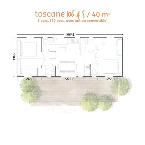 Mietunterkunft - Mobilheim Toscane (4 Zimmer) - Camping L'Escapade